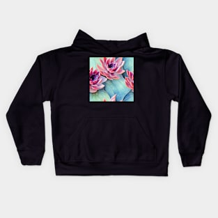 Watercolor succulent pattern Kids Hoodie